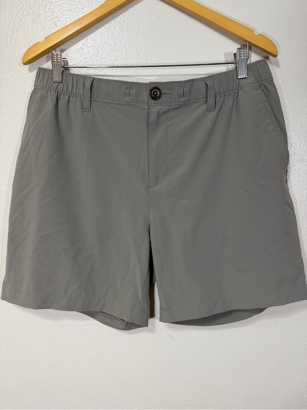Chubbies Men’s Gray Solid Chino Flat Front Shorts Elastic Waist Pockets 6" L